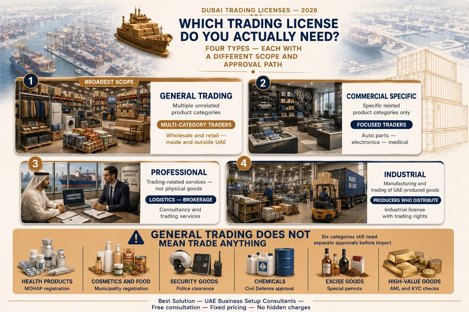 types of trading licenses in Dubai compared